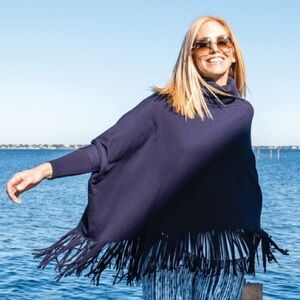 JoFit Navy Fringe Poncho
